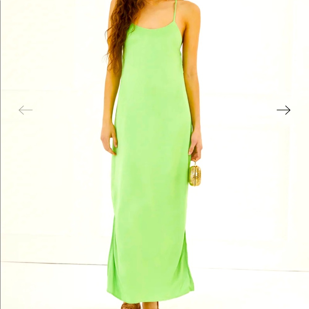 Something Navy Green Silk Dress